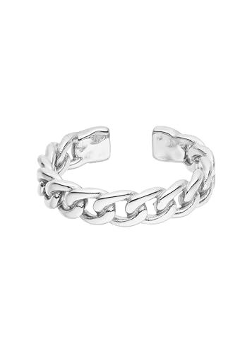 Purelei Anillo Strong – Anillo ajustable de acero inoxidable con eslabones entrelazados, resistente al agua – chapado en oro de 14 quilates, chapado en oro rosa de 18 quilates o plata, Acero