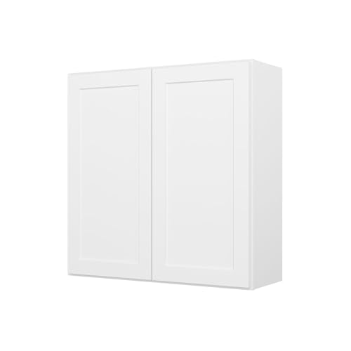 Image of Furinno Shaker Wall Kitchen Cabinet 2 Doors-2 Shelves, Ready to Assemble, 12 D x 36 W x 36 H, White