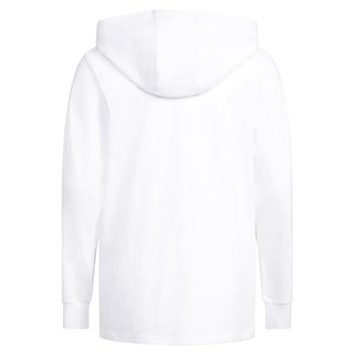 adidas Boys' Long Sleeve Cotton Logo Hooded T-Shirt, White, Small3