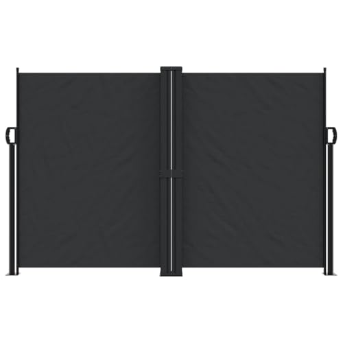 Store latéral extensible noir 160x1000 cm en polyester avec fixations