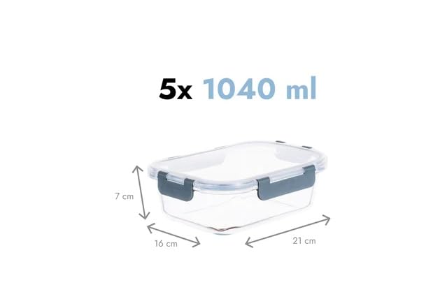 OFFASST Set van 8 Borosilicaatglazen voedselcontainers met deksel - BPA