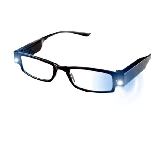Danse Jupe Multi Strength Reading Glasses Nighttime Reader Glasses with Dual LED Lights Compact Full Frame Eyewear +1.50