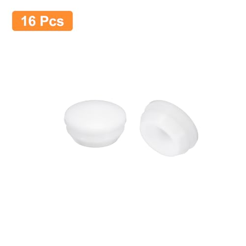 Image of uxcell 16 Pcs Silicone Plugs, Rubber Round Snap in Locking Hole Plugs for 14-15mm Hole, Hole Stoppers Waterproof Hole Plug for Metal Tube, Furniture End Caps Inserts, White