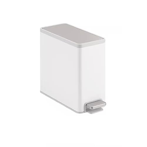 Cubo de basura para cocina de acero inoxidable con tapa, reciclaje de gran capacidad blanco