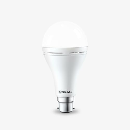 Bajaj LEDZ 12W Rechargeable Emergency Inverter LED Bulb | Cool Day Light | Upto 4 Hours Battery | B22D | 1 Year - Warranty (Pack of 1 White)