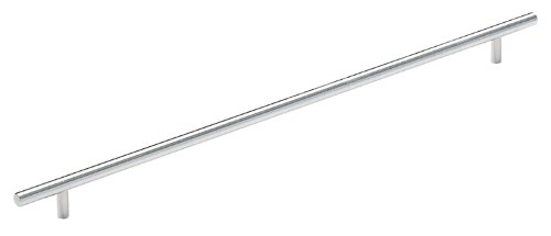 Image of Amerock 16-3 /8 inch Bar Pulls Sterling Nickel Drawer Pull | 16-3 /8 inch (416mm) Center-to-Center Mounting Distance and 19-1 /2 inch Overall Length, Durable Carbon Steel Cabinet Hardware