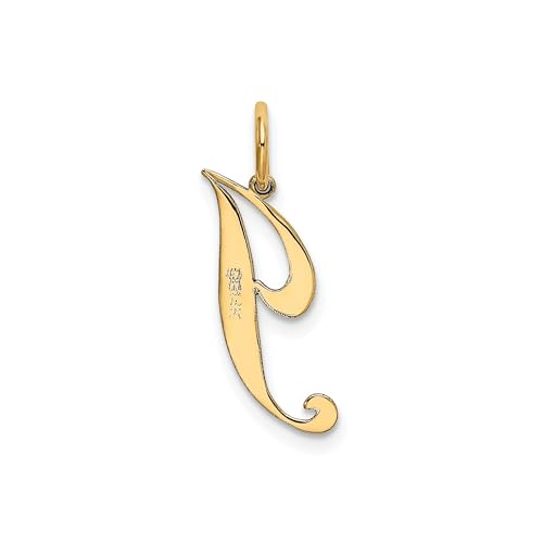 Jewelry Affairs 14K Yellow Gold Script Letter Initial Pendant Charm, 12x15mm3