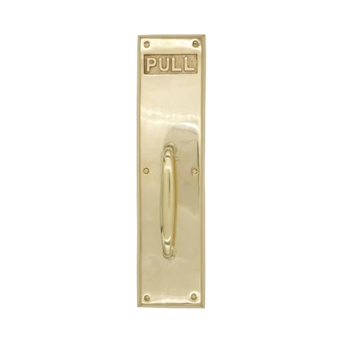 The King's Bay Pull Commercial Door Plate in Heavy Duty Cast Brass - 2 Finish Choices (Brass)