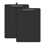 Juvealoe 2 Pack Black Clipboard with Pen Holder, 8.5 x 11 Plastic Clip Boards with Black Low Profile Clip, Letter Size for Classroom, Teacher, Students, School, Office Supply