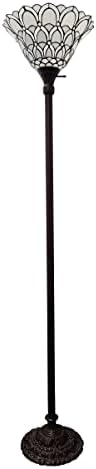 Amora Tiffany Floor Lamp Torchiere - Traditional Style Peacock Floor Lamp - 69” Tall Floor Stained Glass Lamp - Tiffany Floor Lamps for Living Room