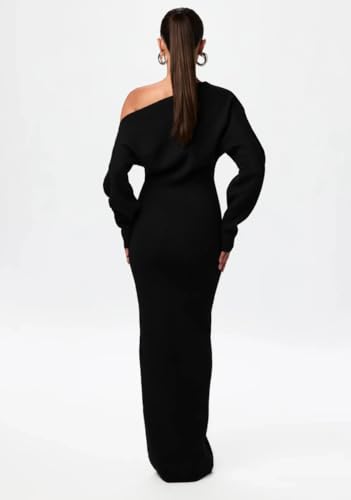Soft Knit Sweater Dress, Women's Winter Off Shoulder Bodycon Sweater Dress, Women's Sexy Elegant Off Shoulder Sweater Dress2