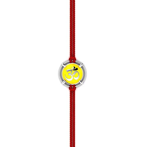 Image of KuberBox Silver Rakhi, Om Enamelled Meena, Bracelet for Raksha Bandhan For Brother
