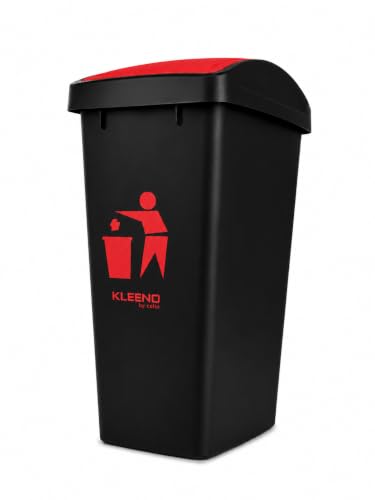 Image of Cello Plastic Swing Garbage Dustbin 48 Ltr,Black-Red