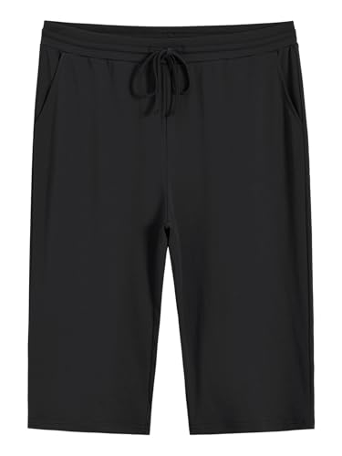 Weintee Women's Plus Size Petite Drawstring Knit Capri Pants with Pockets