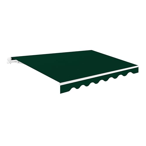 Toldo Retráctil Exterior 250x200cm Verde Poliéster – Lona Protección Solar UV - Estructura de Aluminio – Inclinación Regulable – Manivela Incluida – Manual Enrollable Terraza Jardín