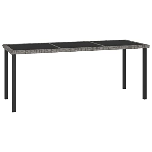 vidaXL Table à Dîner de Jardin Table de Salle à Manger Table d'Extérieur Meuble de Patio Meuble de Terrasse Gris 180x70x73 cm Résine Tressée