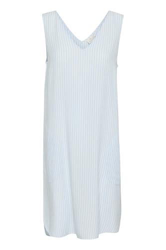 Kaffe Women's Dress Sleeveless V-Cuello Knee-Length Pockets Straight Silhouette Vestido, Windsurfer/Chalk Stripe, 46 para Mujer