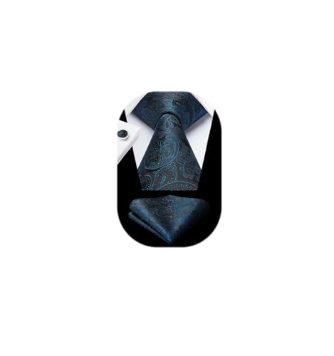 Image of Enlision Mens Ties Solid Color Satin Necktie Ties for men Handkerchief Cufflinks Pocket Squares for Wedding