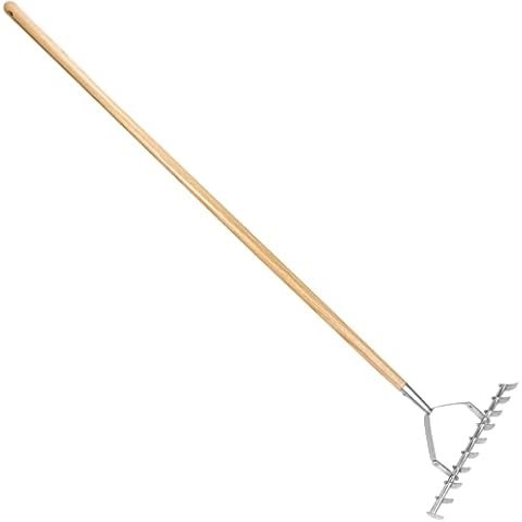 Berry&Bird 58.3" Long Handle Thatch Rake, 10 Tines Garden Dethatcher Lawn Rake, Heavy Duty Stainless Steel Aerator Cutter Rake with Hardwood Handle, 14.6" Wide Dethatching Rake for Garden, Lawn, Yard Cover