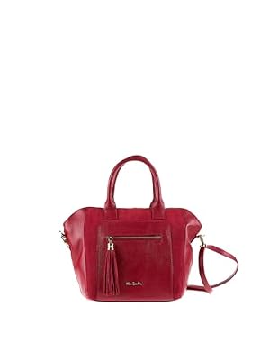 Pierre Cardin Borsa a mano da donna In Vera pelle Made in Italy 40x26x17 cm 55105 Rubino