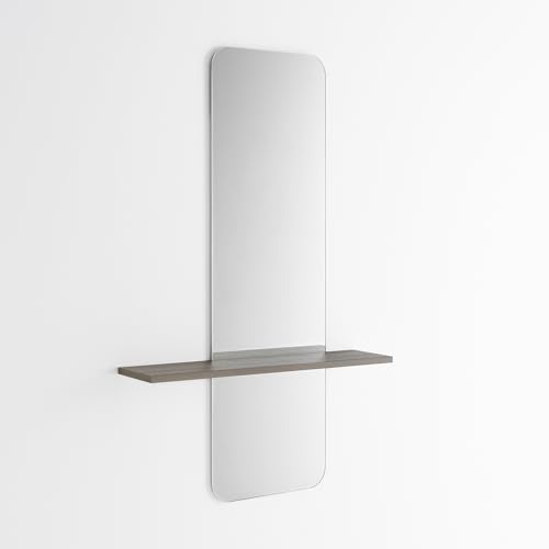 ARHome Specchiera Sagomata con Mensola Modern, 130 x 80 x 19 cm, Frassino Rustico, Prodotto in Italia