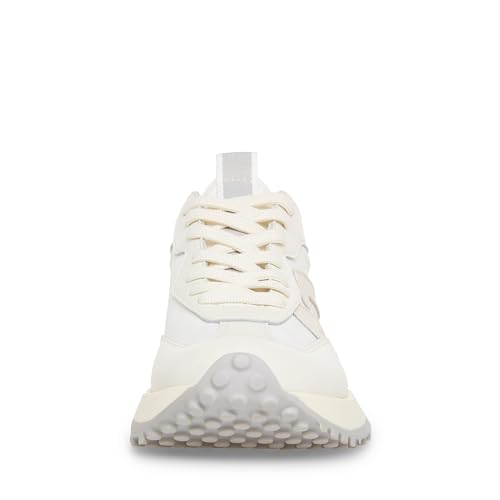 Steve Madden Women's Campo Sneaker, White/Grey, 9.5