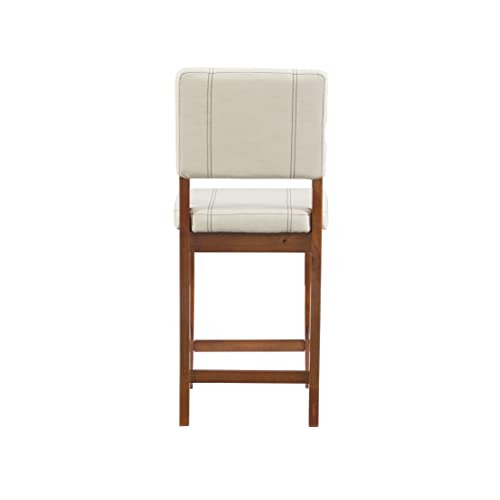 Linon Milano Counter Stool, 18”W X 19”Dx 38”H, Medium Cream/Dark Walnut #TOP5