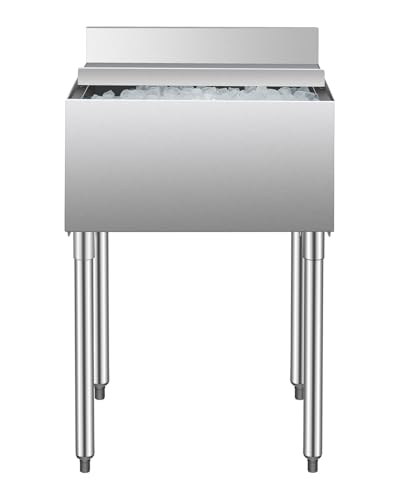 VEVOR Commercial Ice Bin, 61 L Underbar Ice Bin, 24 x 19 x 37 in Stainless Steel Ice Chest with...