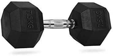 RXN Rubber Coated Professional Exercise Hex Dumbbells (7.5)-image-38