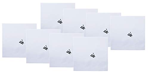 Image of Retreez 8 Pc Pure Cotton Initial Monogrammed Men's Handkerchiefs Hanky Gift Set