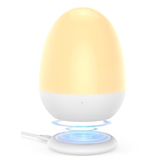 JolyWell Night Lights with Stable Charging Pad, Touch Control&Timer Setting, ABS+PC Baby Egg Lamp for Breastfeeding,Kids, White