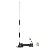 Eightwood Car Mobile Ham Radio Antenna High Gain Dual Band VHF UHF 136-174MHz 400-480MHz PL259 Male Antennae Magnetic Base with SMA Female to SO239 Adapter for BTECH Anytone Baofeng Radios
