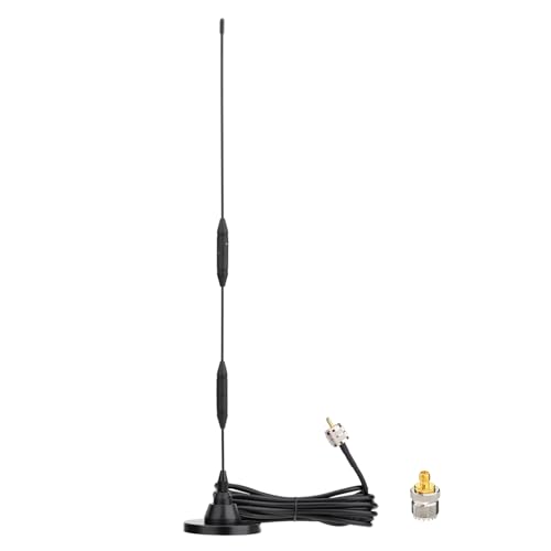 Eightwood Car Mobile Ham Radio Antenna High Gain Dual Band VHF UHF 136-174MHz 400-480MHz PL259 Male Antennae Magnetic Base with SMA Female to SO239 Adapter for BTECH Anytone Baofeng Radios