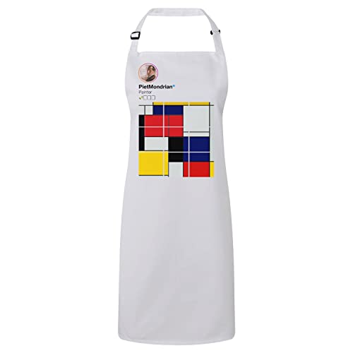 Tablier cuisine blanc peintre Piet Mondrian peinture réseaux sociaux premium