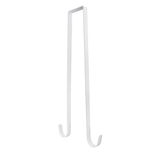 BNYZWOT 15 Inch Double Side Wreath Hanger - Over The Door Metal Hook for Christmas Wreath - Holds 2 Wreaths (White)