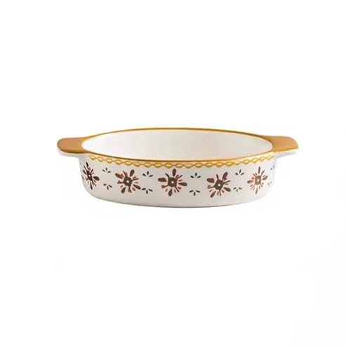 bandeja para hornear Bandeja de cerámica ovalada de 420ML for hornear, bandeja for arroz al horno con queso, plato creativo for espaguetis, plato for hornear verduras con doble ASA bandeja para hornea