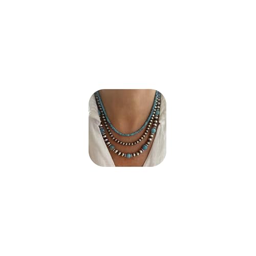 Navajo Pearl Necklace Western Jewelry for Women Boho Layered Beaded Necklaces Country Concert Outfits Accessories