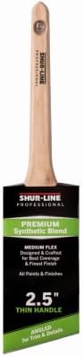 Shur-Line 2.5" Synthetic Blend Professional Angled Paint Brush with Thin Wood Handle - Quantity of (6)