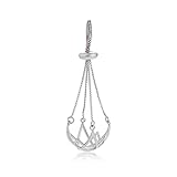 JKEIO 925 Solid Sterling Silver Pendant Setting Without Chain Pearl Cage Pendant Mounting Pendant Blank for DIY Necklace Jewelry Making(Platina Color)