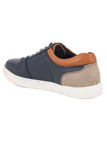 Image of STANPHORD Mens Eclipse Steps Sneakers | Perforated Chunky Casual Lace Up Shoes | Trendy Flat Sole Slip Resistance Comfortable Footwear