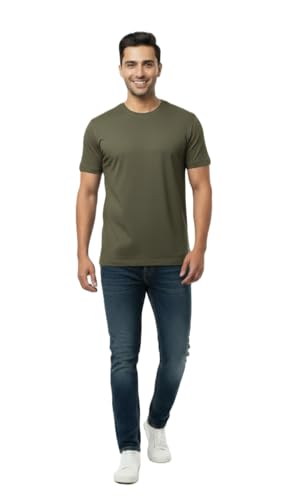 Image of Men's 100% Supima Cotton Crew Neck T-Shirt - Classic Slim Fit, Ultra-Soft Breathable Fabric, Short Sleeve Solid Tee