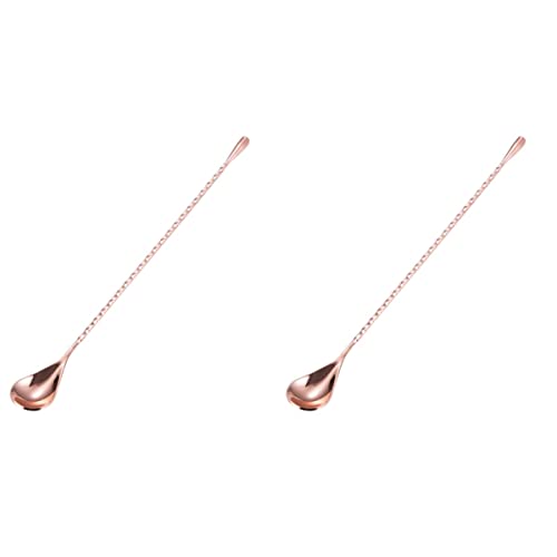 HEMOTON 2 Uds para Cucharas Largas de Té Inoxidable Swizzel Acero Rosa Batidor de Leche Cuchara