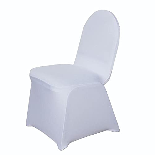 BalsaCircle 10 pcs White Spandex Strechable Banquet Chair Covers Slipcovers for Wedding Party Reception Decorations