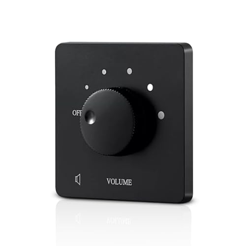 Lautstärkeregler für Wandmontageplatte, 50-W-Lautsprecher-Lautstärkeregler, mit Drehknopf, für HiFi-Heim-Audio-Lautsprecher (Schwarz)