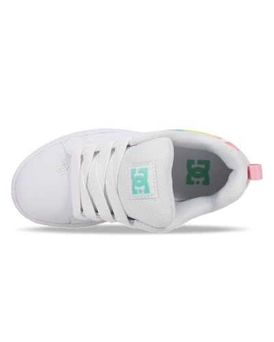 DC Girls Court Graffik Skate Shoe, White/Light Pink/Multi, 2 Little Kid