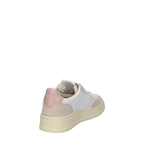 AULW LS37 Women's Leather and Suede Sneakers Shoes White-Pink3