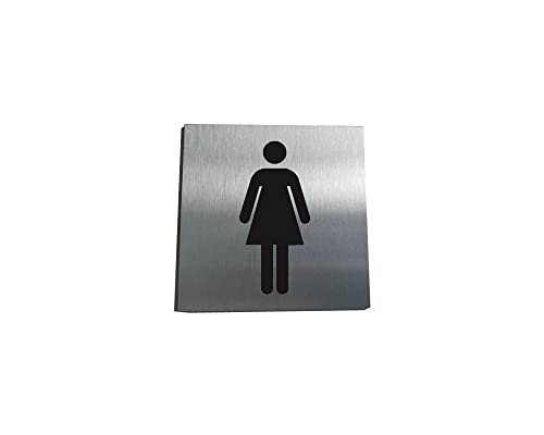 AUA SIGNALETIQUE - Plaque Alu Brossé Toilettes Femmes - 130x130 mm, Argent, 130 x 130 mm - Image 2