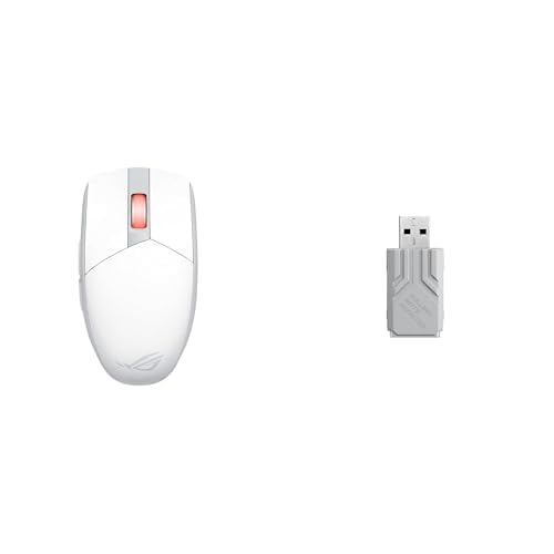 Image of ASUS ROG Strix Impact III Wireless Gaming Mouse (57G, 36K DPI) & ROG Polling Rate Booster (8000Hz) Bundle - White