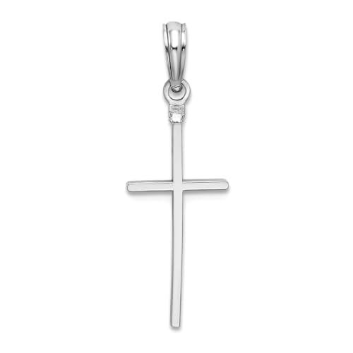 Croix en argent 925 en collier féminin, pendentif latin haut de gamme fini rhodium brillant