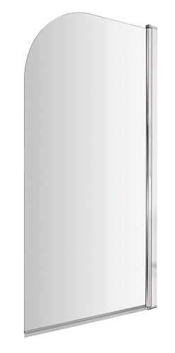 Balterley 790 x 1430mm Bath Shower Screen, Round Corner Shower Screens for Baths, 6mm Toughened Safety Bath Door Screen, 180° Pivot Reversible Door Screens for Straight Baths (Chrome)